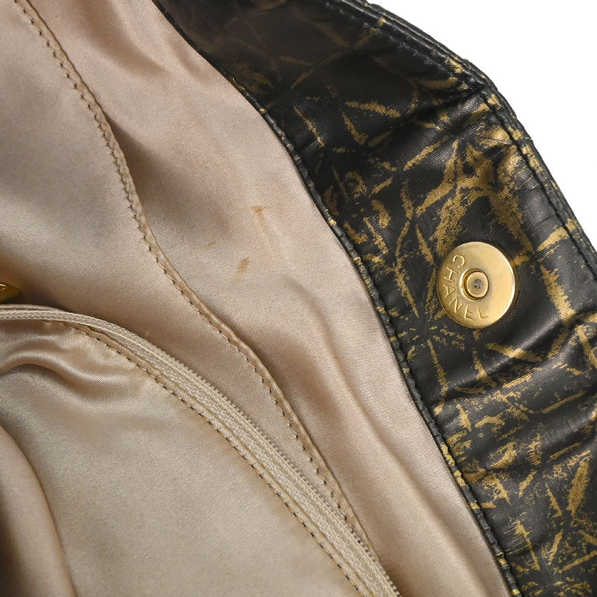 Chanel Accordion Flap Quilted Printed Nylon Black Nylon Shoulder Bag Bag (Pre-Owned)
