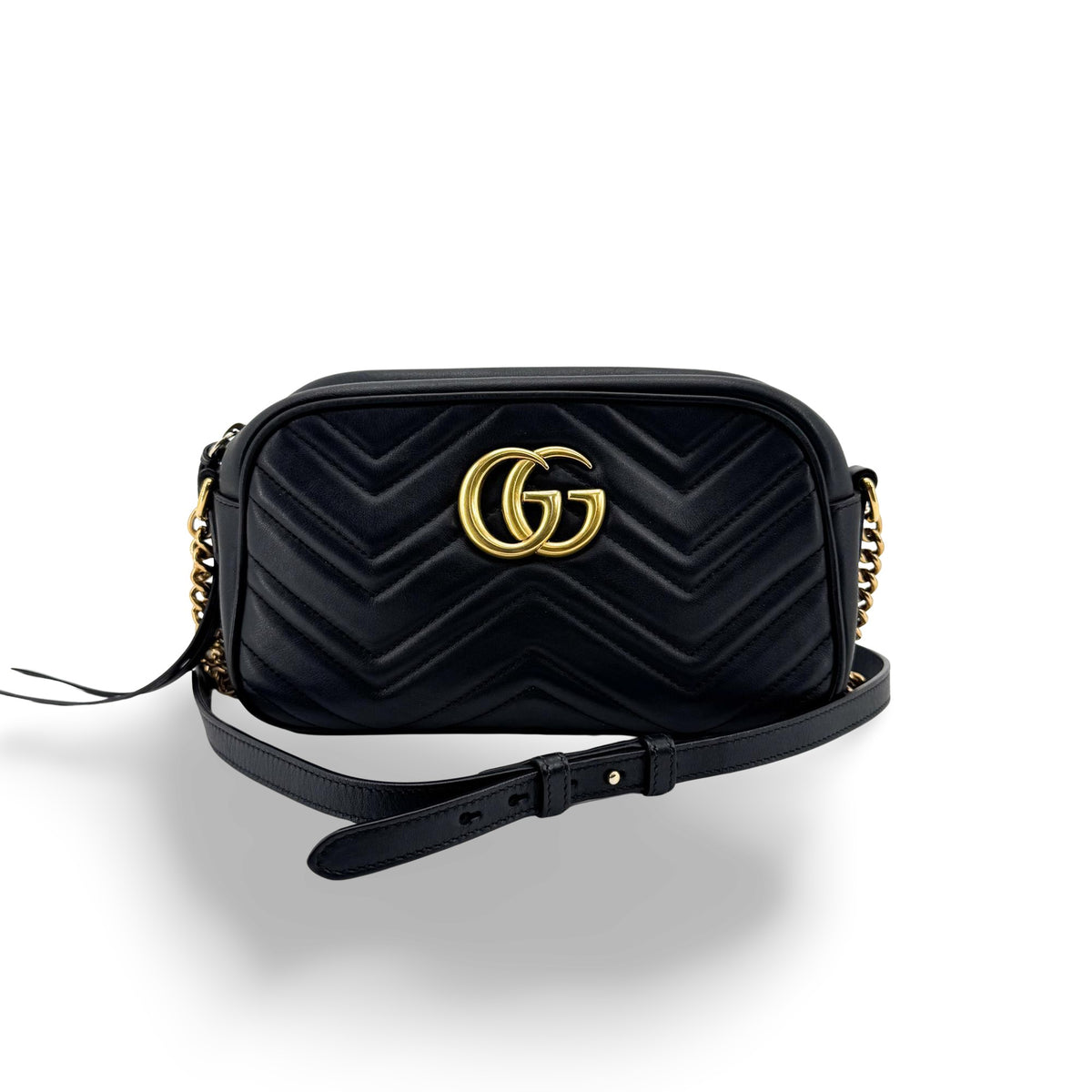 Gucci Gg Marmont Matelasse Leather Black Leather Shoulder Bag Bag (Pre-Owned)