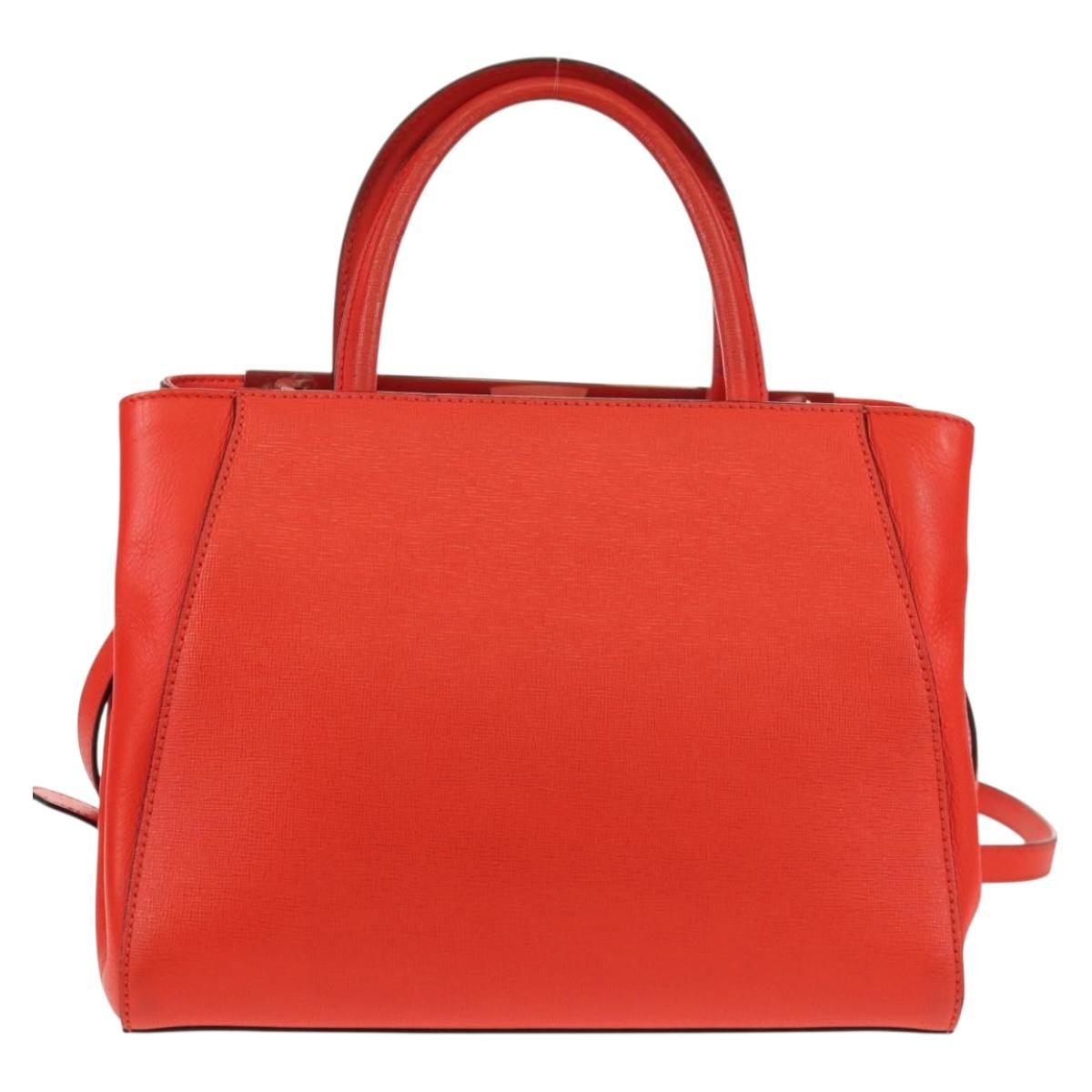 Fendi 2Jours Leather Red Leather Tote Bag Bag (Pre-Owned)