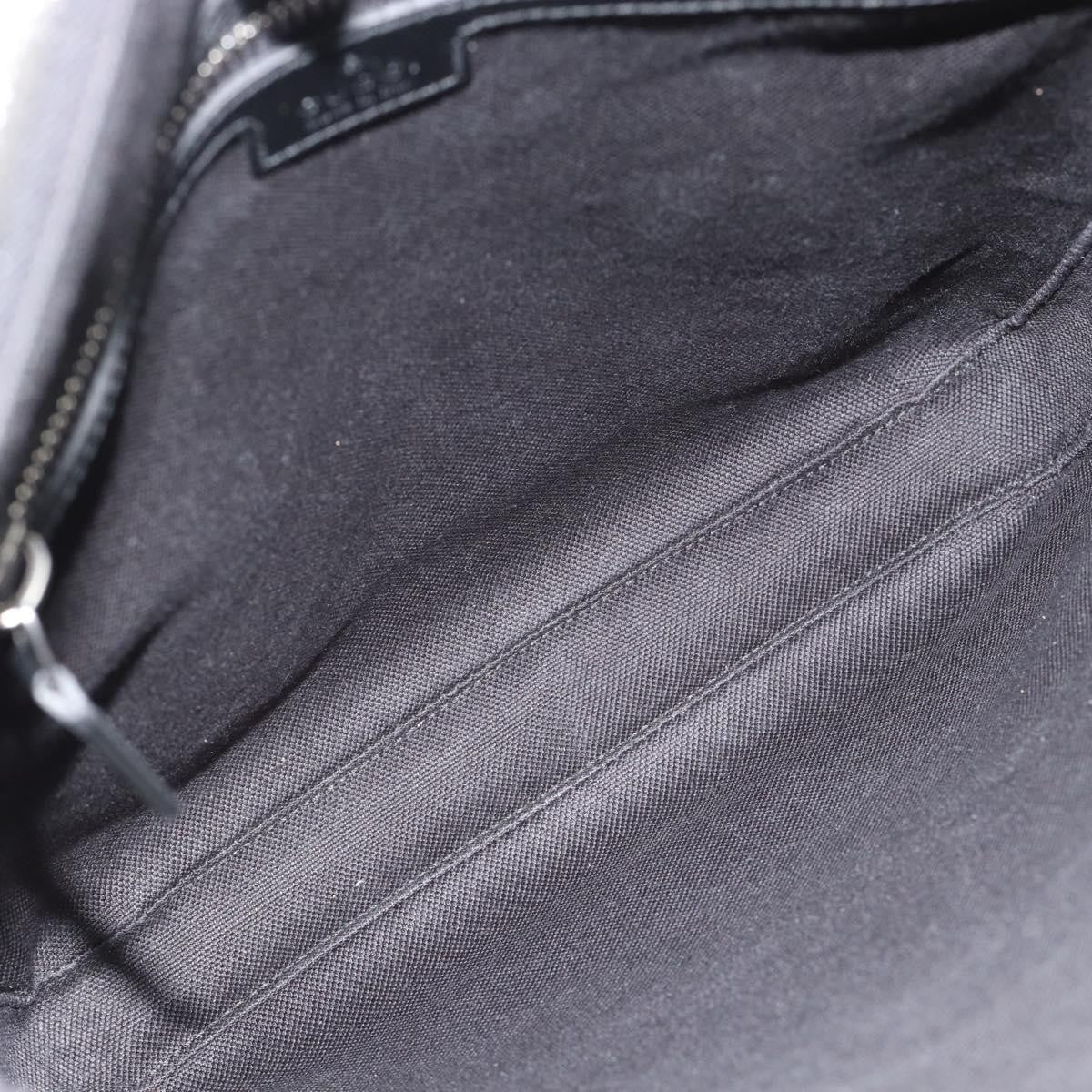 Gucci Sherry Line Shoulder Leather Black Canvas Handbag (Pre-Owned)