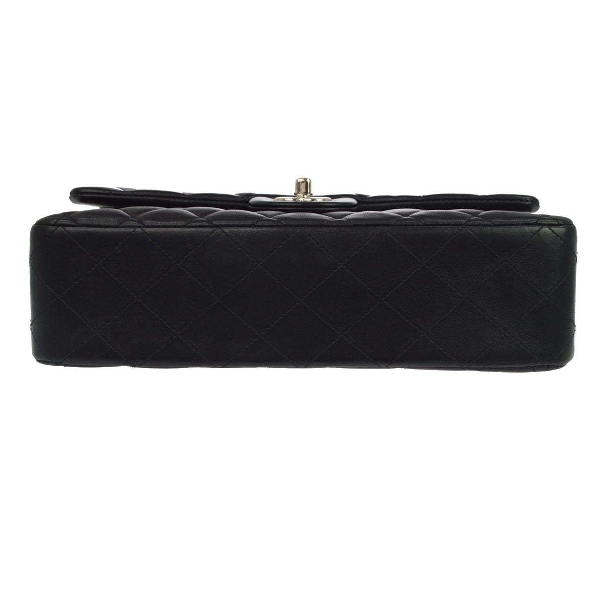 Chanel Classic Timeless Double Flap Quilted Lambskin Black Leather Handbag (Pre-Owned)
