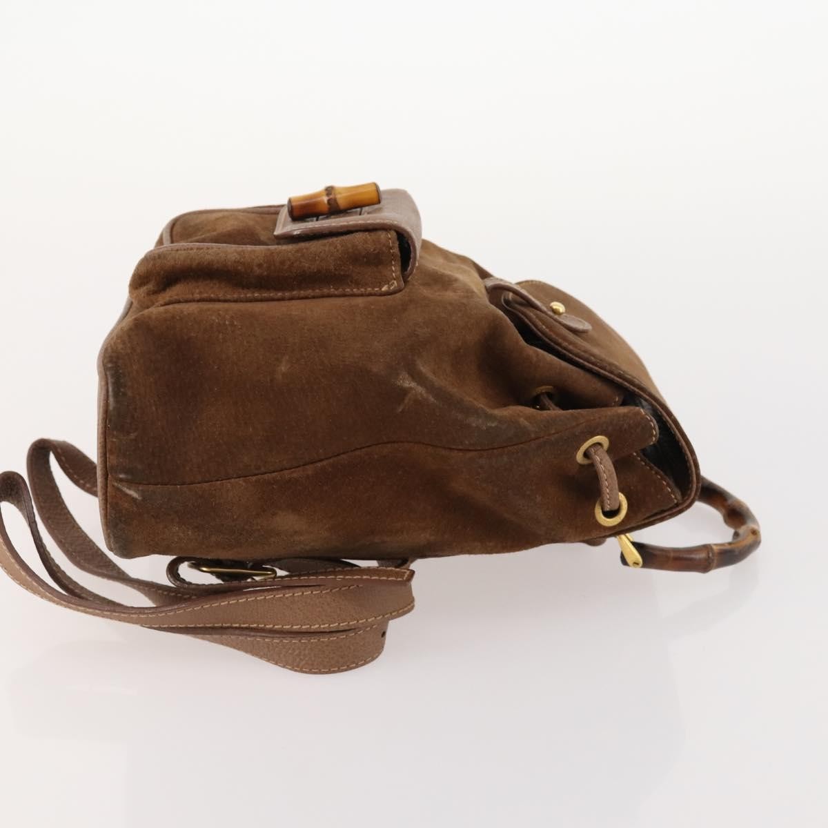 Gucci Gucci Bamboo Daim Brown Suede Backpack Bag (Pre-Owned)