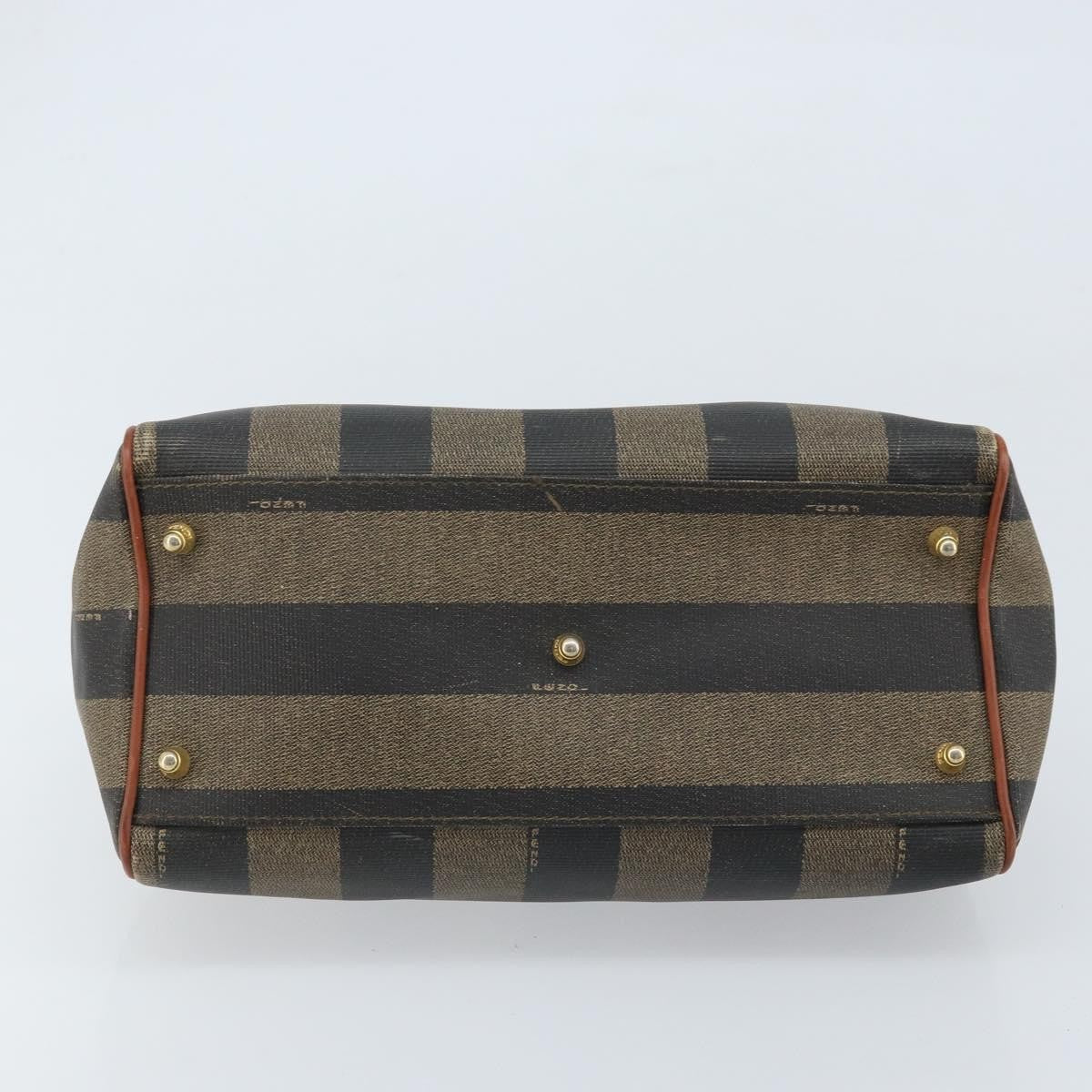 Fendi Vintage Pequin Convertible Boston Coated Canvas Brown Canvas Handbag (Pre-Owned)