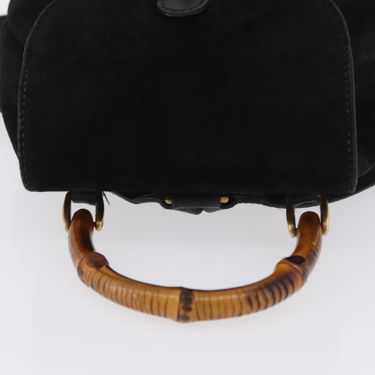 Gucci Gucci Bamboo Daim Black Suede Backpack Bag (Pre-Owned)