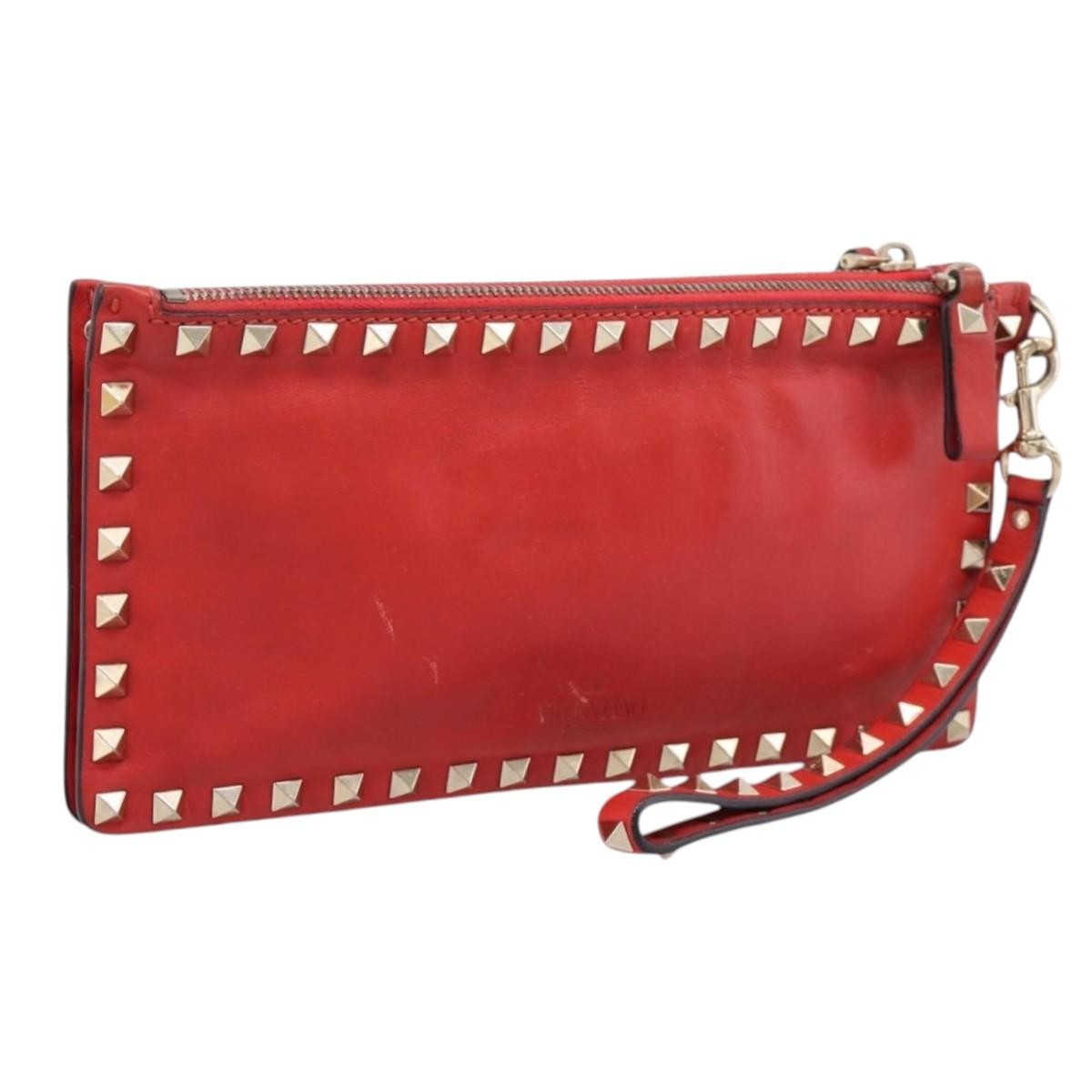 Valentino Garavani Rockstud Clutch Leather Black Leather Clutche & Pouche Bag (Pre-Owned)