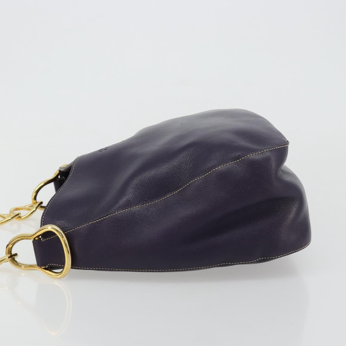 Prada Chain Leather Purple Leather Handbag (Pre-Owned)