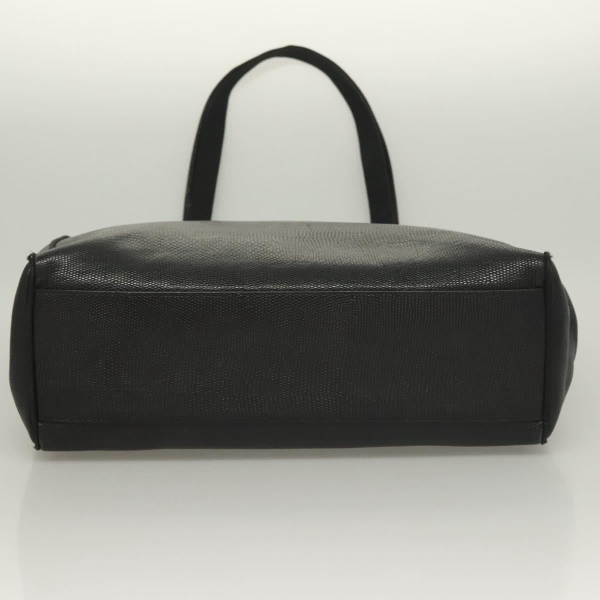 Salvatore Ferragamo Vintage Vara Bow Tote Lizard Embossed Leather Black Leather Tote Bag Bag (Pre-Owned)