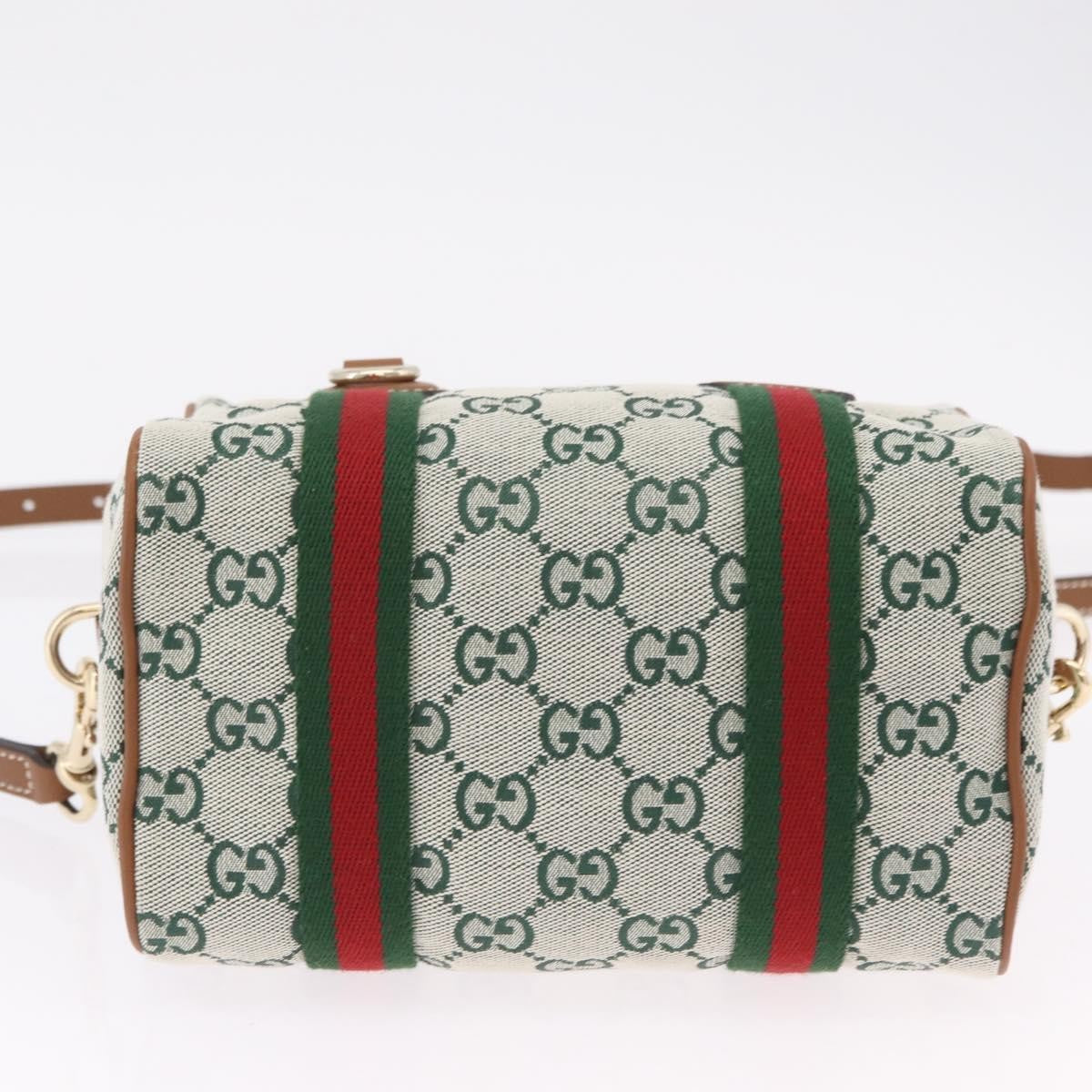 Gucci Web Boston Gg Canvas Green Canvas Handbag (Pre-Owned)