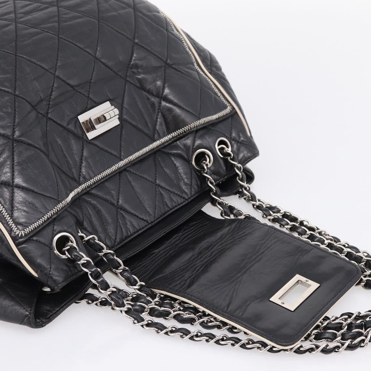 Chanel North South Mademoiselle Lock Quilted Leather Black Leather Tote Bag Bag (Pre-Owned)