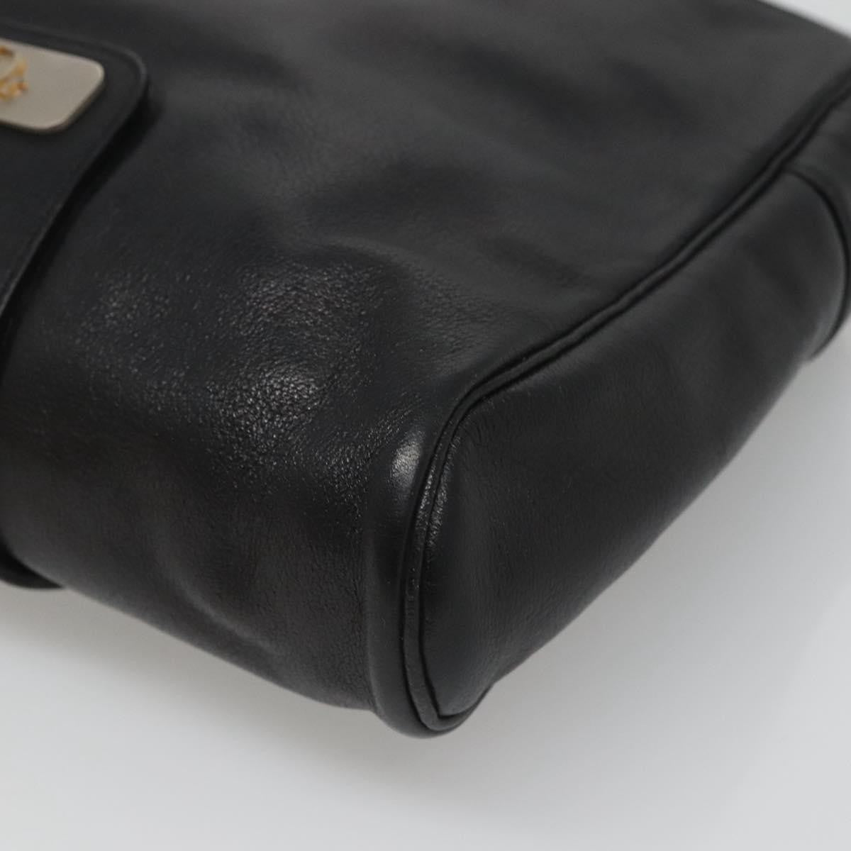 Christian Dior Vintage Leather Black Leather Shoulder Bag Bag (Pre-Owned)
