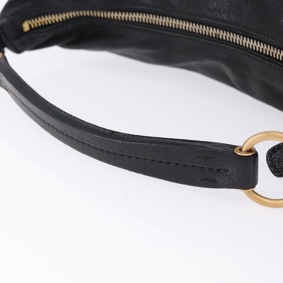 Miu Miu Zip Front Pocket Shopping Tote Leather Black Leather Shoulder Bag Bag (Pre-Owned)