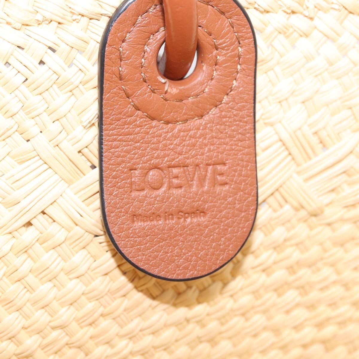 Loewe Anagram Basket Raffia Beige Wood Tote Bag Bag (Pre-Owned)