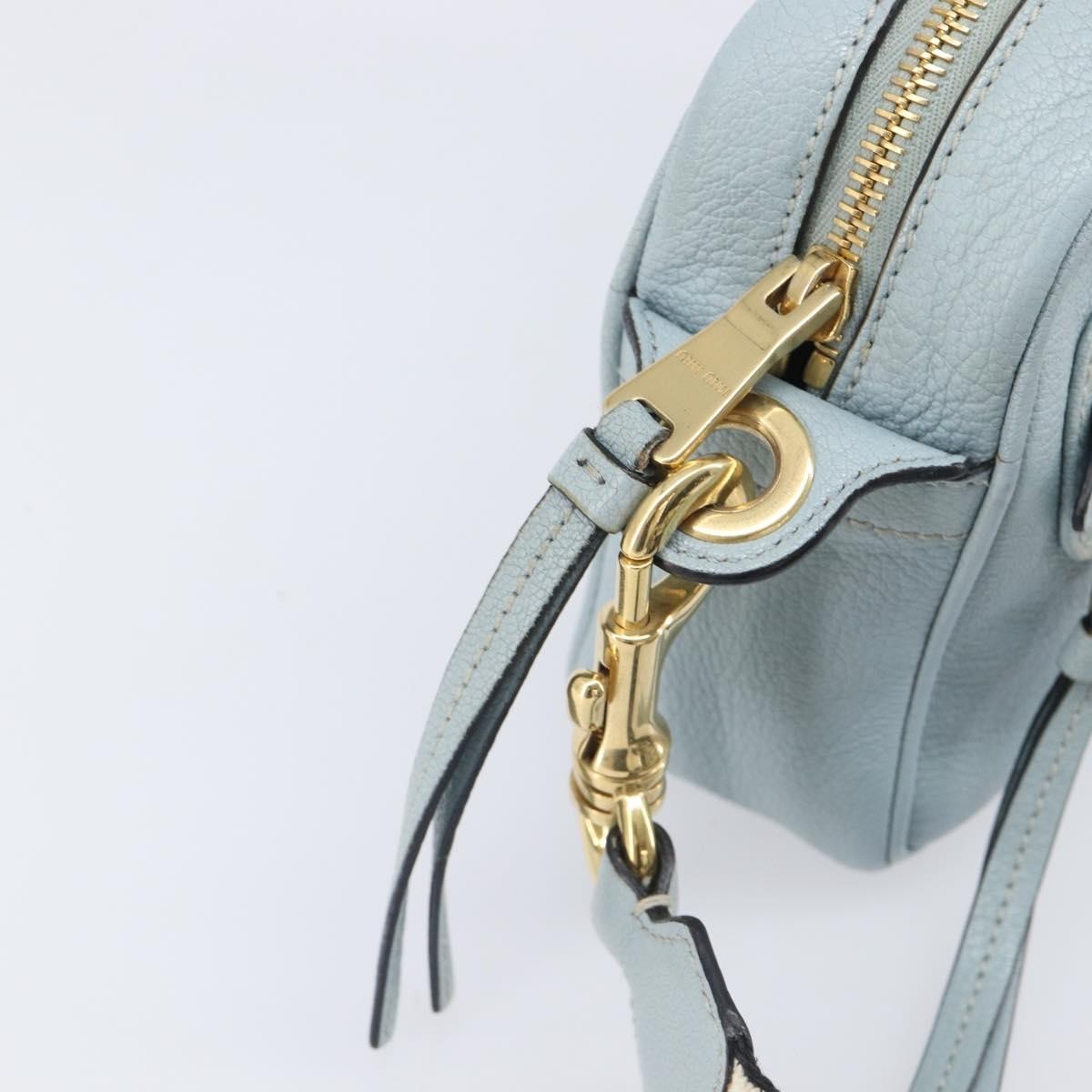 Miu Miu Madras Zip Pocket Leather Blue Leather Crossbody Bag Bag (Pre-Owned)