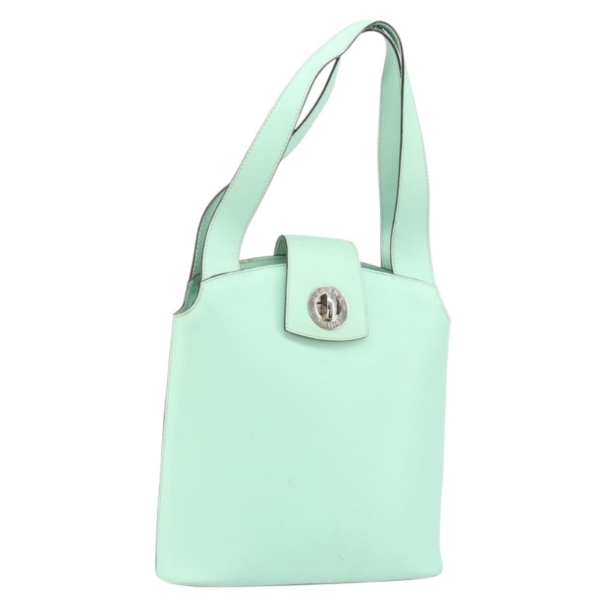 Celine Circle Logo Leather Green Leather Handbag (Pre-Owned)