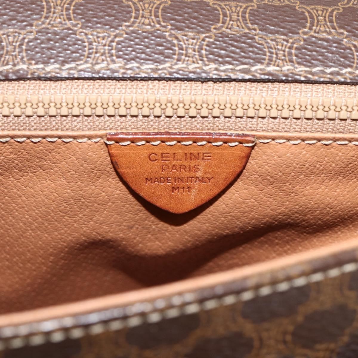 Celine Vintage Macadam Circle Logo Canvas And Leather Brown Canvas Shoulder Bag Bag (Pre-Owned)
