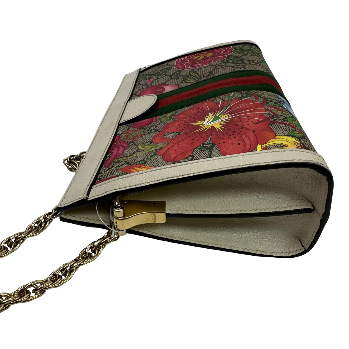 Gucci Ophidia Chain Flora Gg Coated Canvas Multicolour Canvas Shoulder Bag Bag (Pre-Owned)