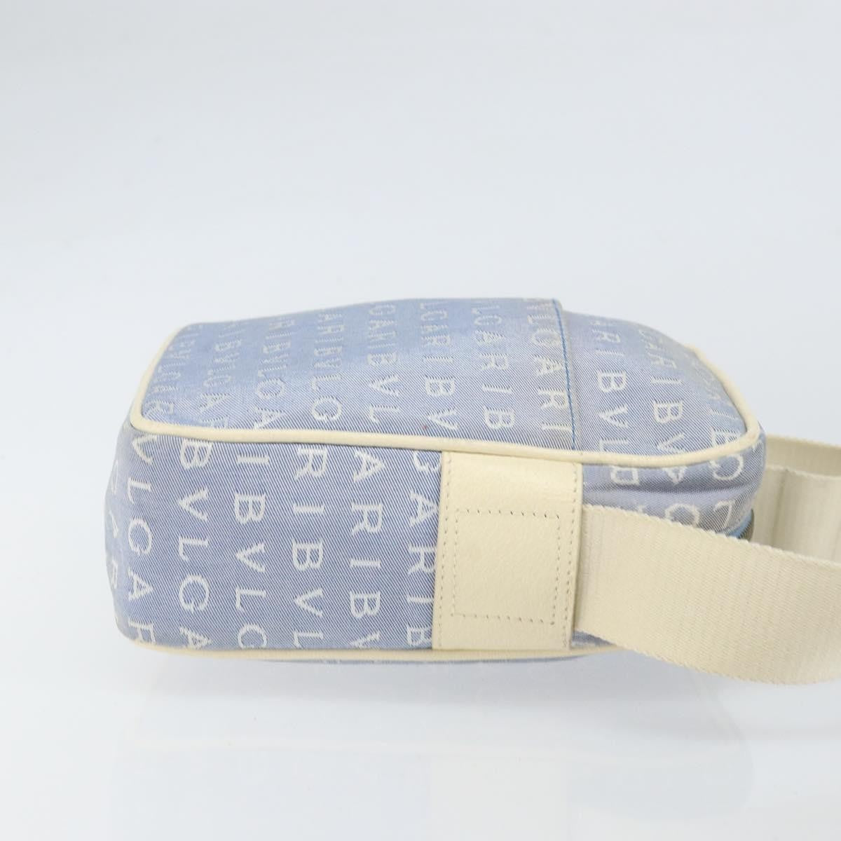 Bvlgari Logomania Canvas With Leather Blue Canvas Shoulder Bag Bag (Pre-Owned)
