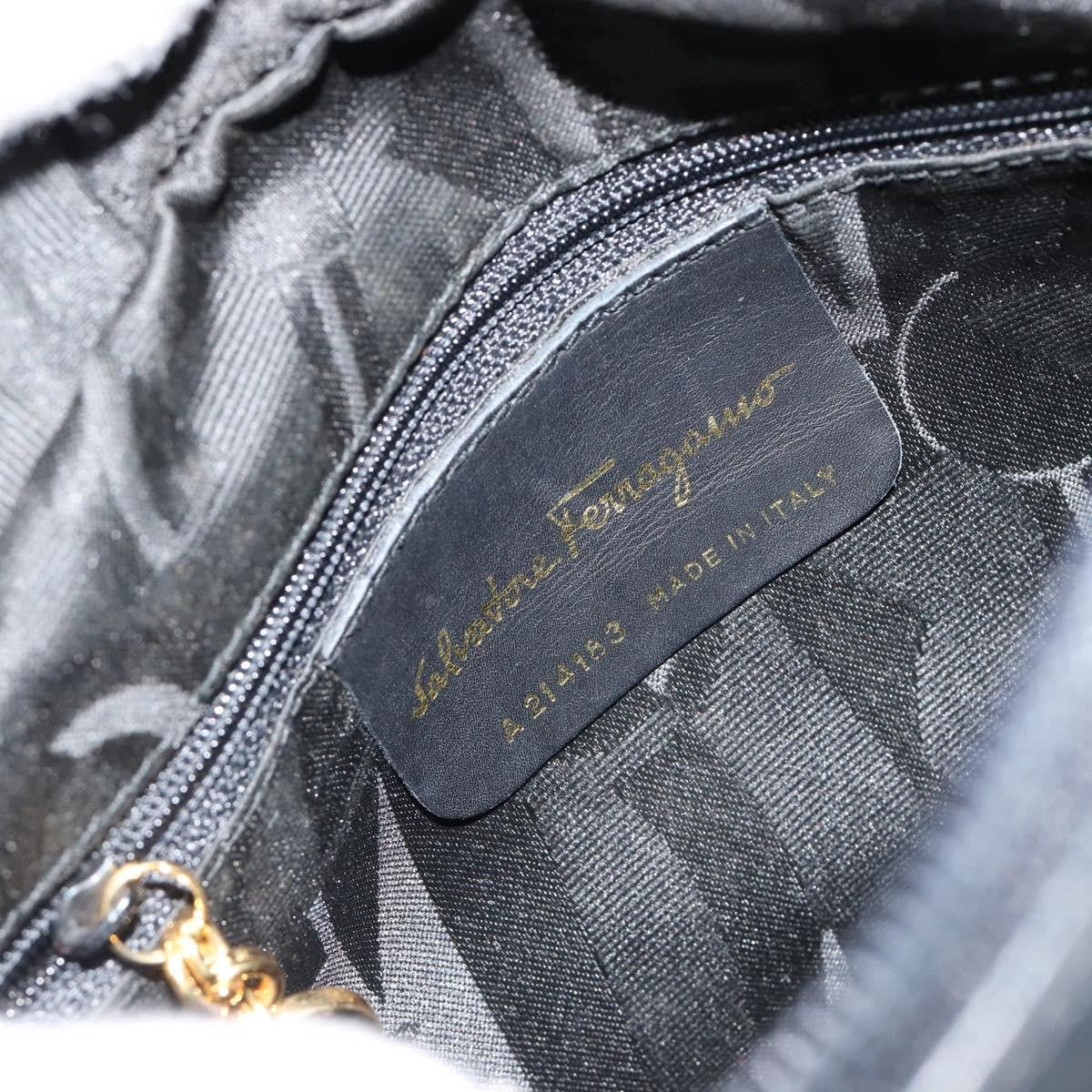 Salvatore Ferragamo Vala Leather Navy Leather Shoulder Bag Bag (Pre-Owned)