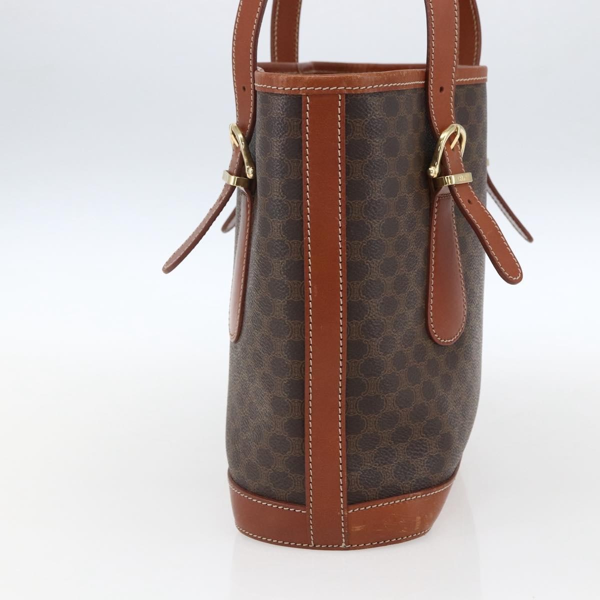 Celine Vintage Macadam Canvas And Leather Brown Canvas Handbag (Pre-Owned)