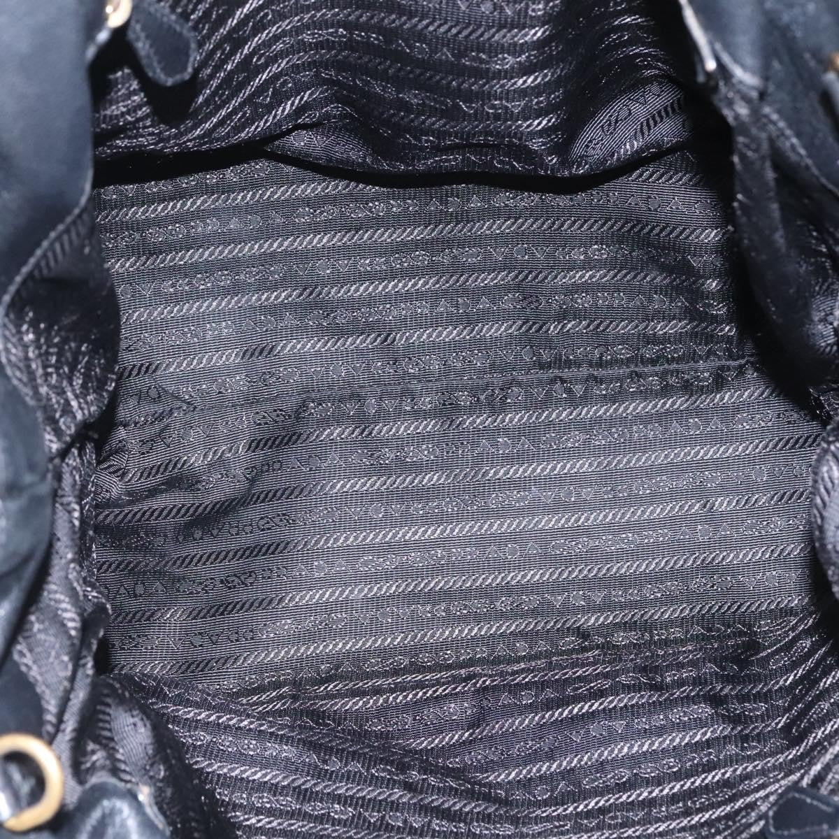Prada Nappa Gaufre Bow Leather Black Leather Tote Bag Bag (Pre-Owned)