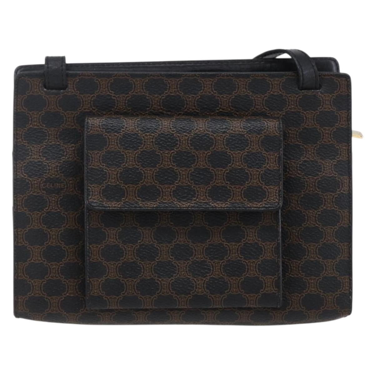 Celine Vintage Macadam Canvas Black Canvas Shoulder Bag Bag (Pre-Owned)