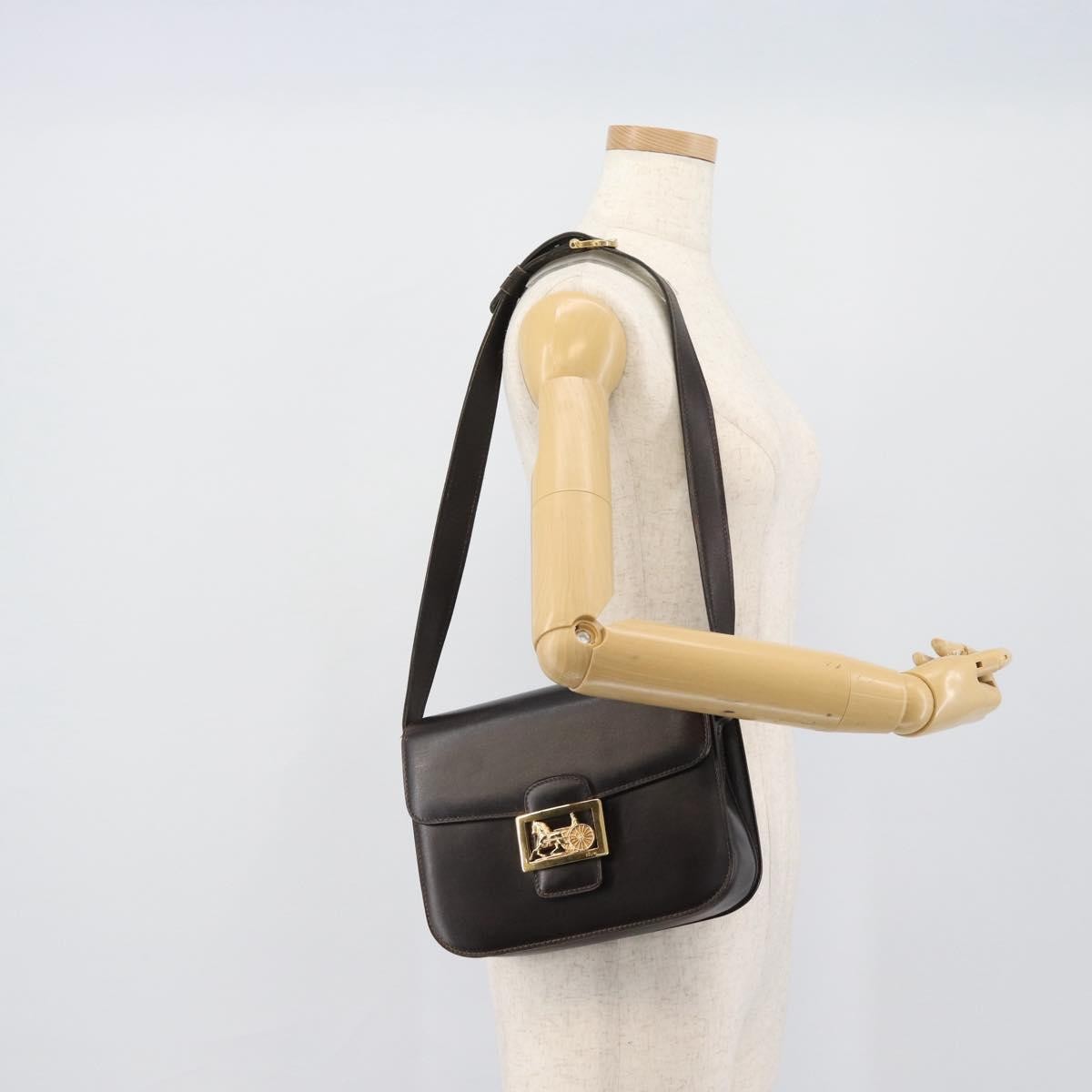 Celine Horse Carriage Leather Brown Leather Shoulder Bag Bag (Pre-Owned)
