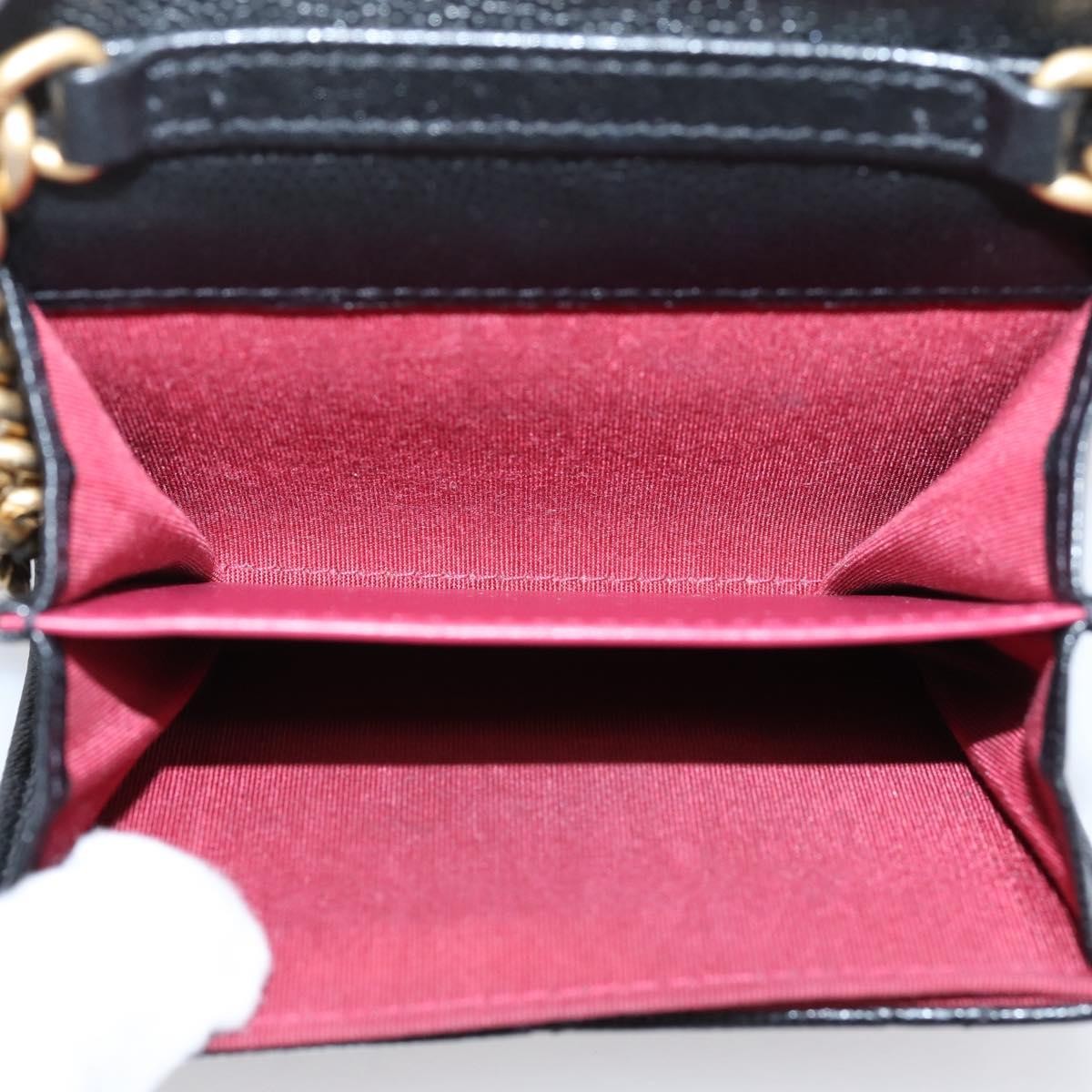 Chanel Plate Logo Cc Flap Card Holder On Chain Quilted Caviar Black Leather Clutche & Pouche Bag (Pre-Owned)