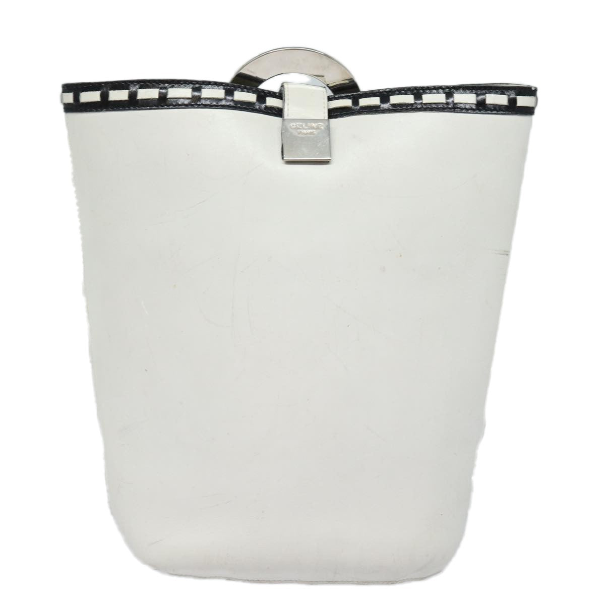 Celine Vintage Circle Logo Leather White Leather Shoulder Bag Bag (Pre-Owned)