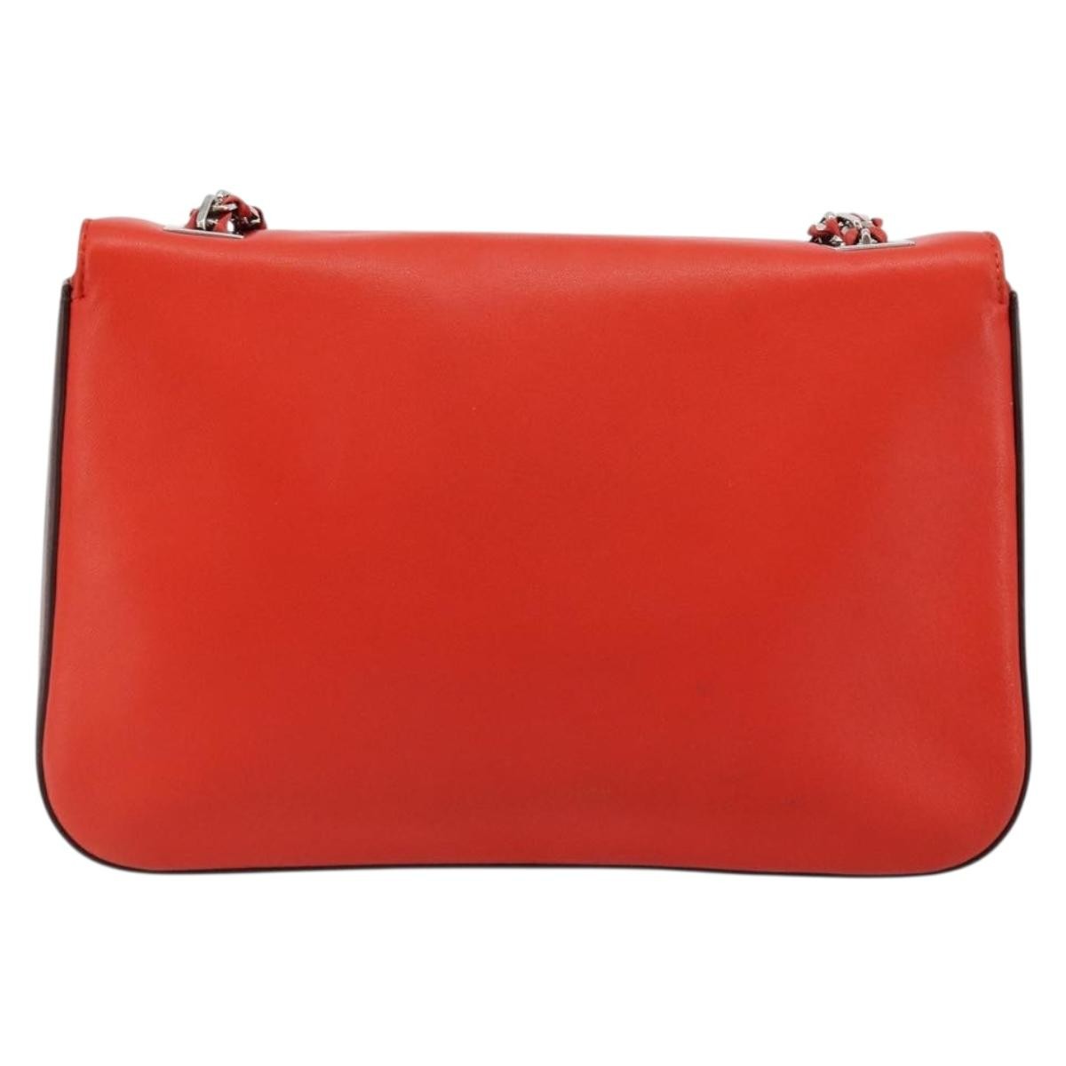 Fendi Be Baguette Flap Leather Red Leather Handbag (Pre-Owned)