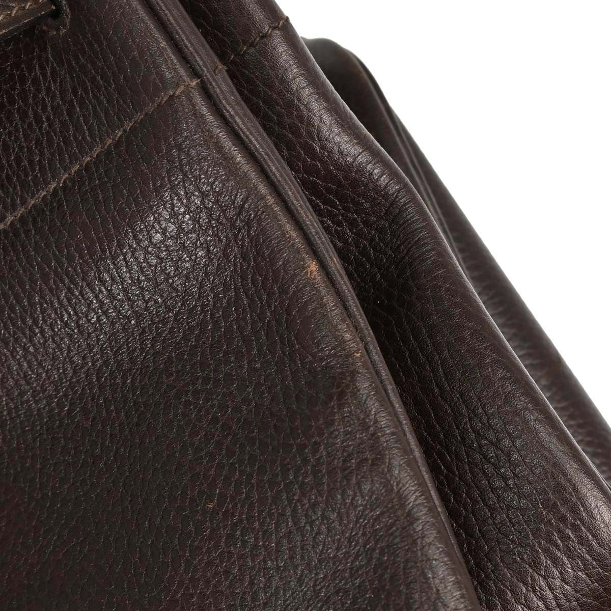 Hermes Hac Birkin Brown Ardennes With Gold Hardware Brown Leather Handbag (Pre-Owned)