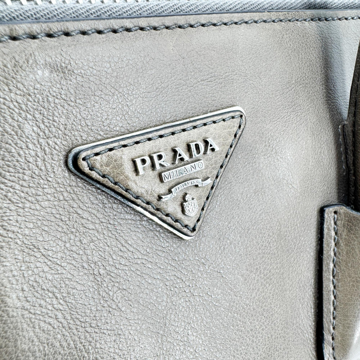 Prada Twin Shopping Vitello Daino Brown Leather Tote Bag Bag (Pre-Owned)