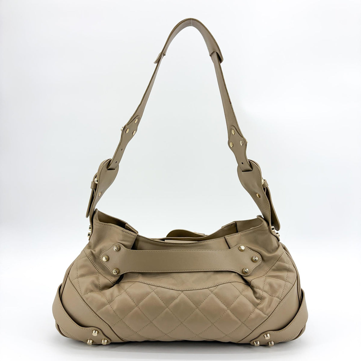Burberry Enmore Quilted Leather Beige Leather Shoulder Bag Bag (Pre-Owned)