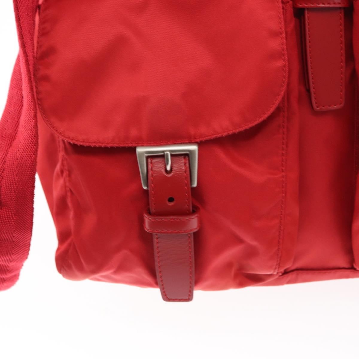 Prada Double Front Pocket Tessuto Red Nylon Backpack Bag (Pre-Owned)