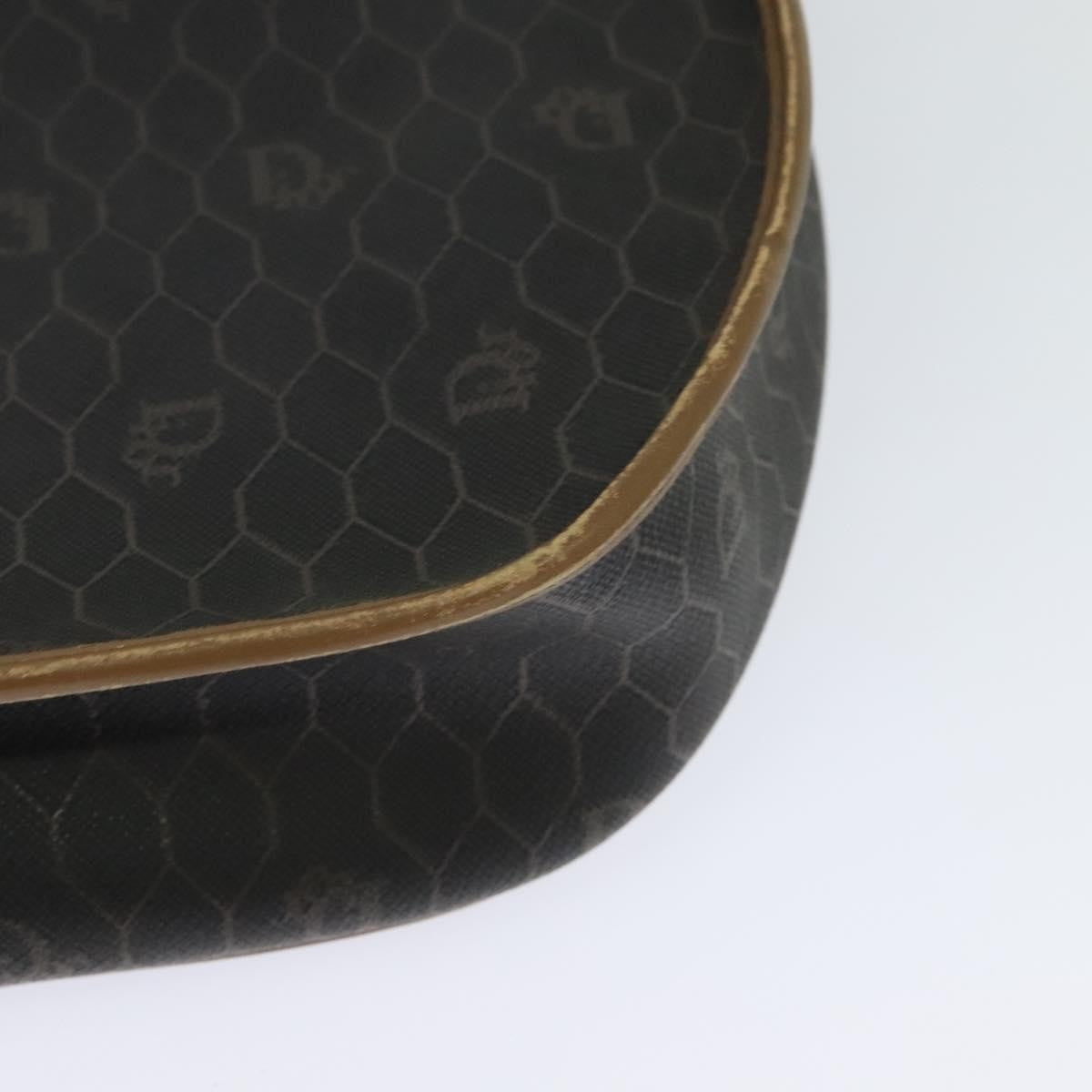 Christian Dior Vintage Honeycomb Flap Canvas And Leather Black Canvas Shoulder Bag Bag (Pre-Owned)