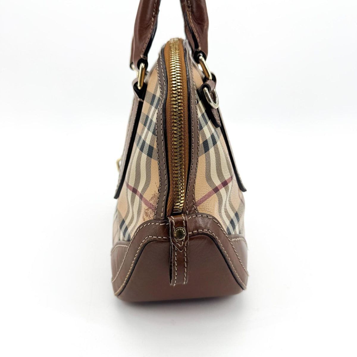 Burberry Orchard Haymarket Coated Canvas Brown Canvas Handbag (Pre-Owned)