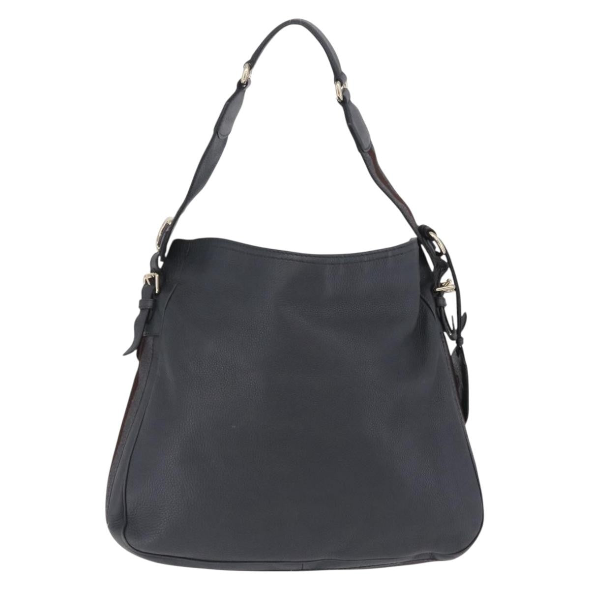 Gucci Heritage Web Hobo Leather Gray Leather Shoulder Bag Bag (Pre-Owned)