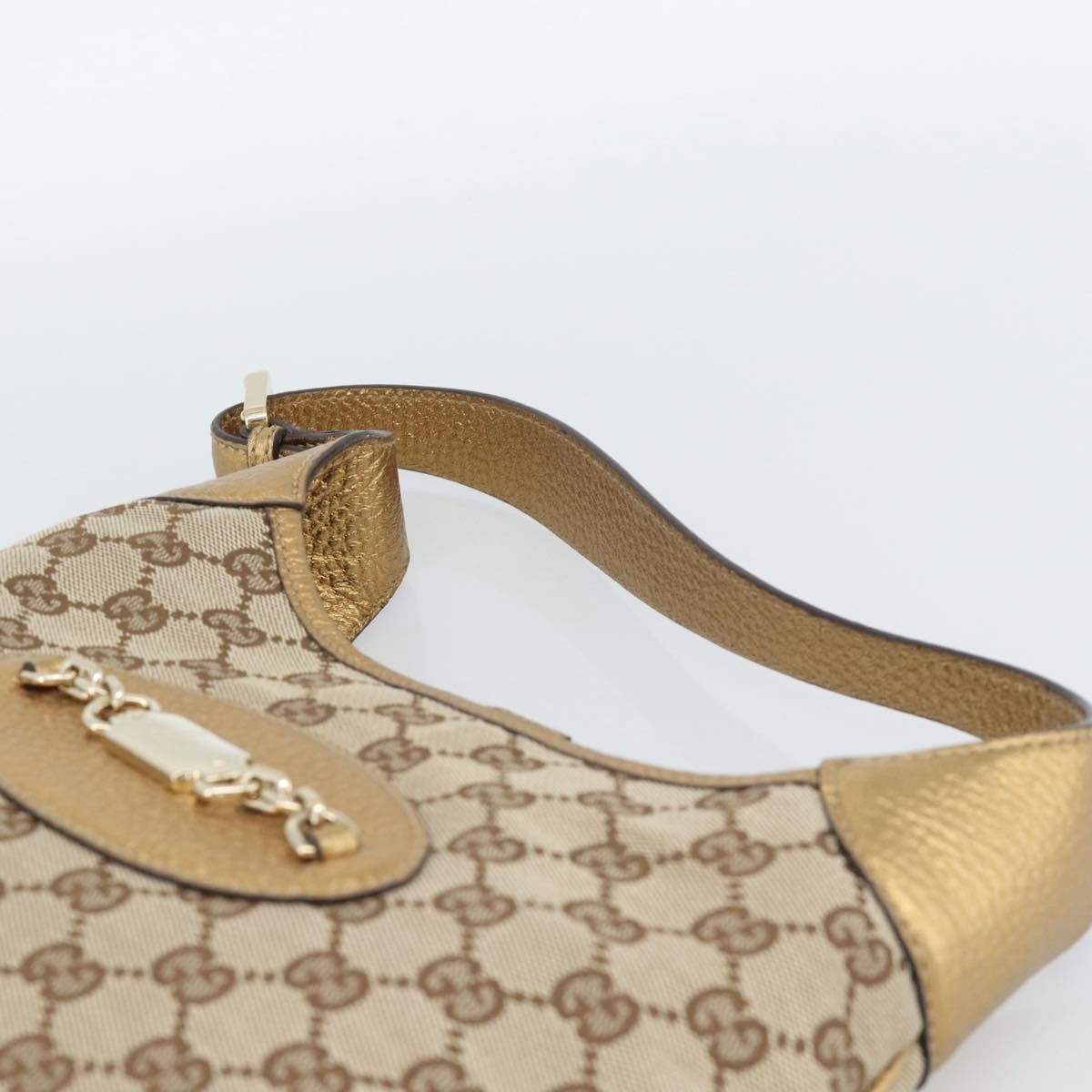 Gucci Vintage Jackie O Chain Hobo Gg Canvas Beige Canvas Handbag (Pre-Owned)