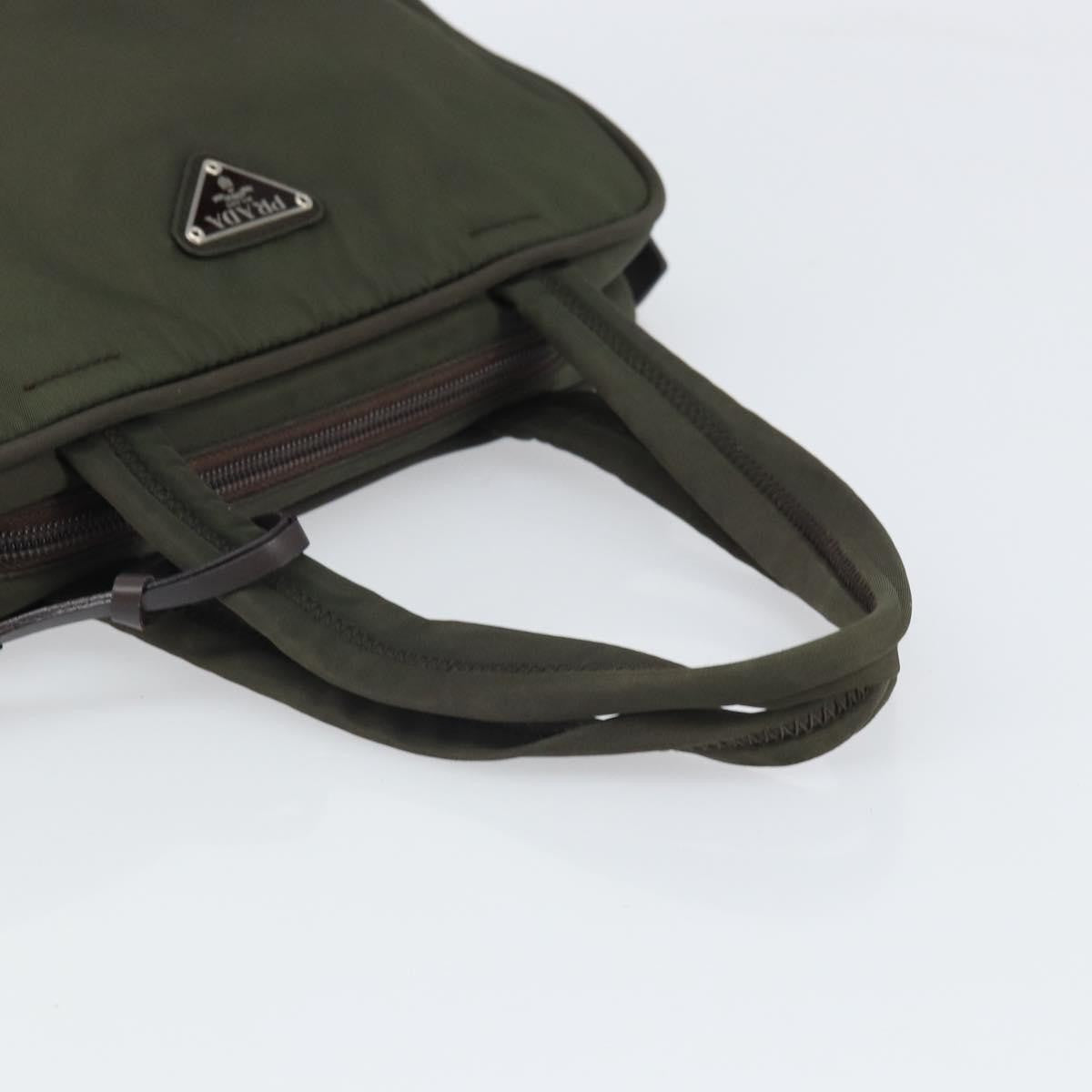 Prada Zip Around Tote Tessuto Khaki Nylon Handbag (Pre-Owned)