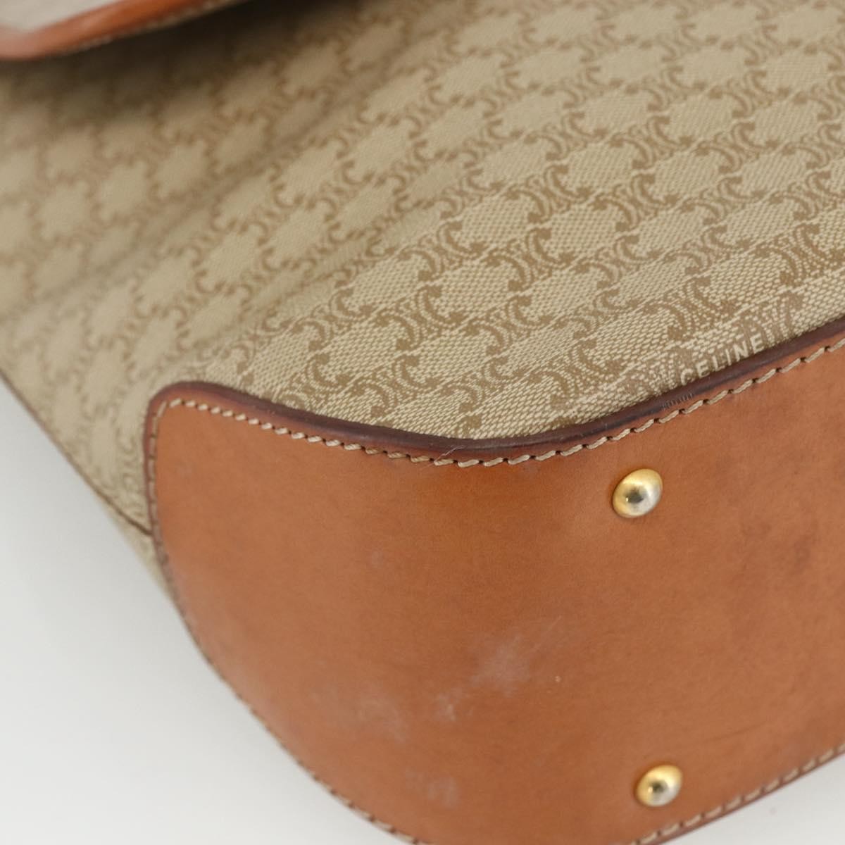 Celine Vintage Macadam Canvas And Leather Beige Canvas Handbag (Pre-Owned)