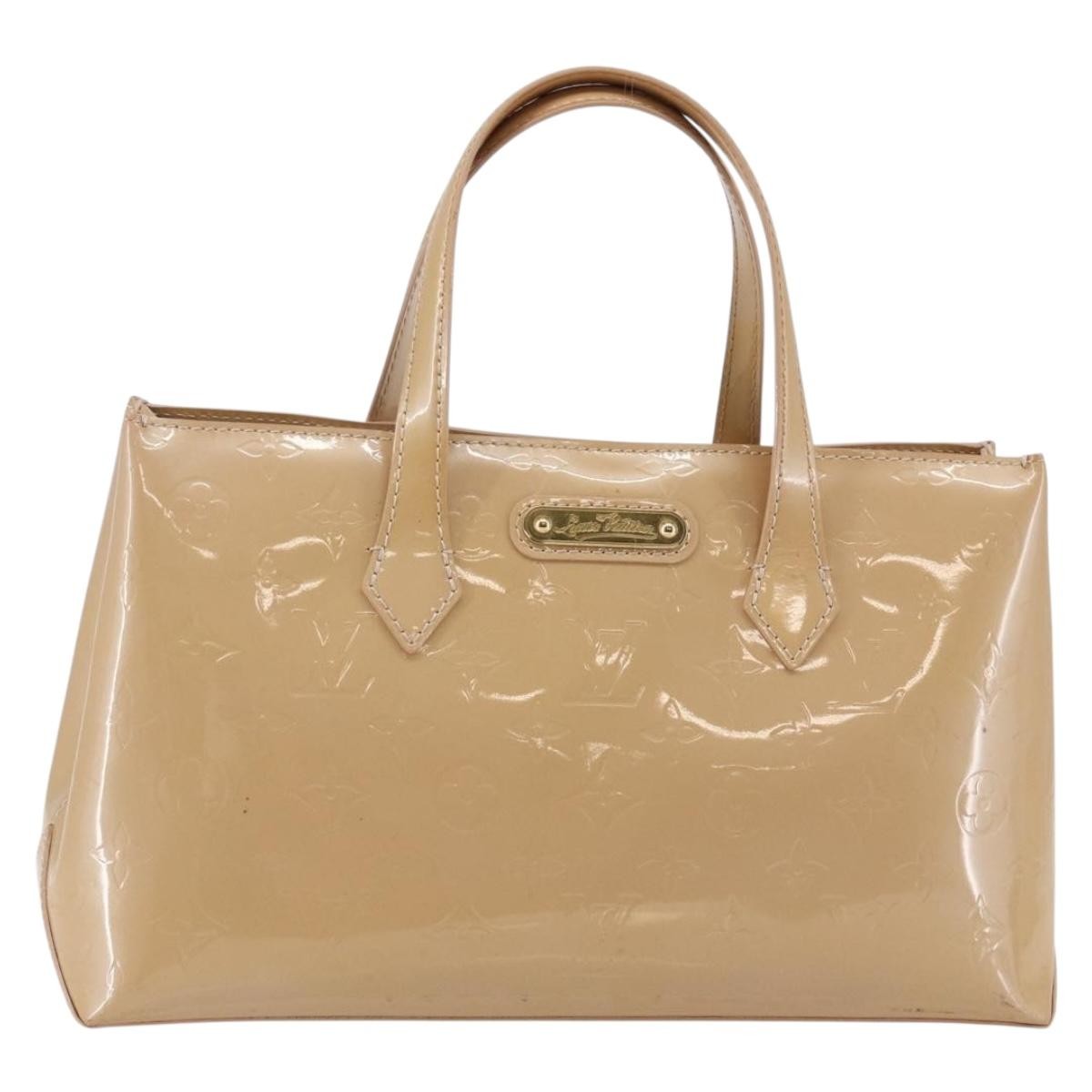 Louis Vuitton Wilshire Monogram Vernis Beige Patent_Leather Handbag (Pre-Owned)