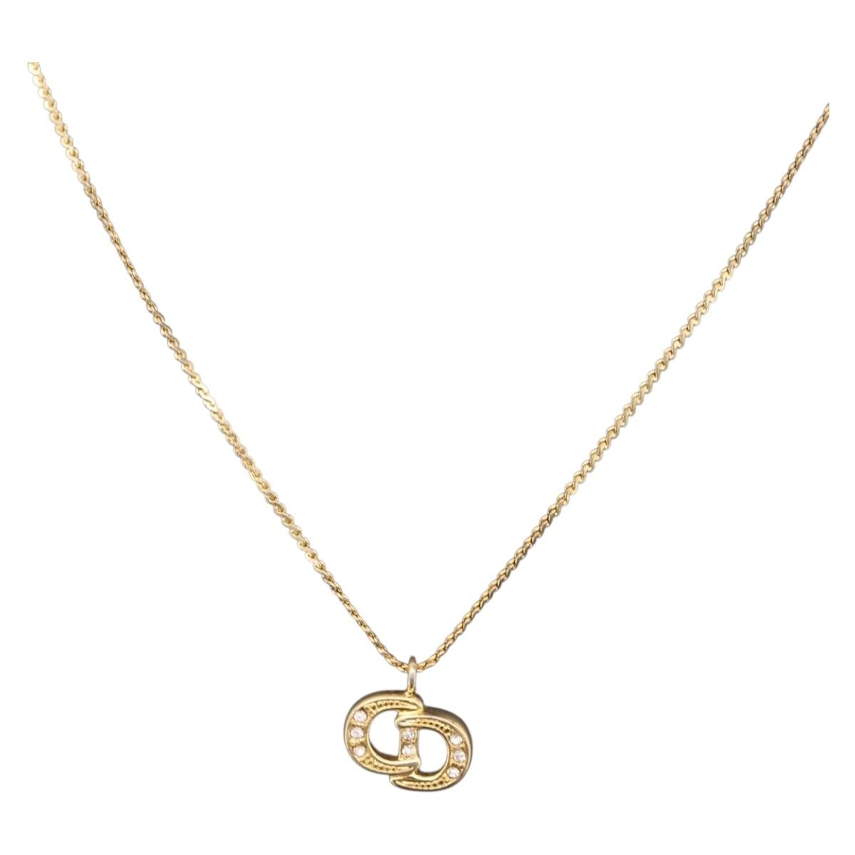 Christian Dior Cd Pendant Metal Gold Metal Necklace Jewelry (Pre-Owned)