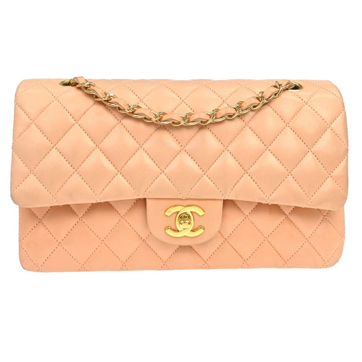Chanel Timeless - Classic Double Flap Quilted Lambskin Pink Leather Shoulder Bag Bag (Pre-Owned)