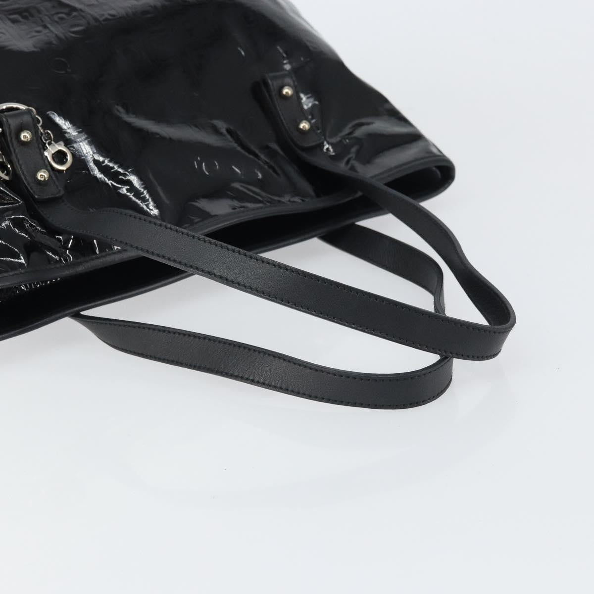 Salvatore Ferragamo Gancini Tote Patent Leather Black Patent_Leather Tote Bag Bag (Pre-Owned)