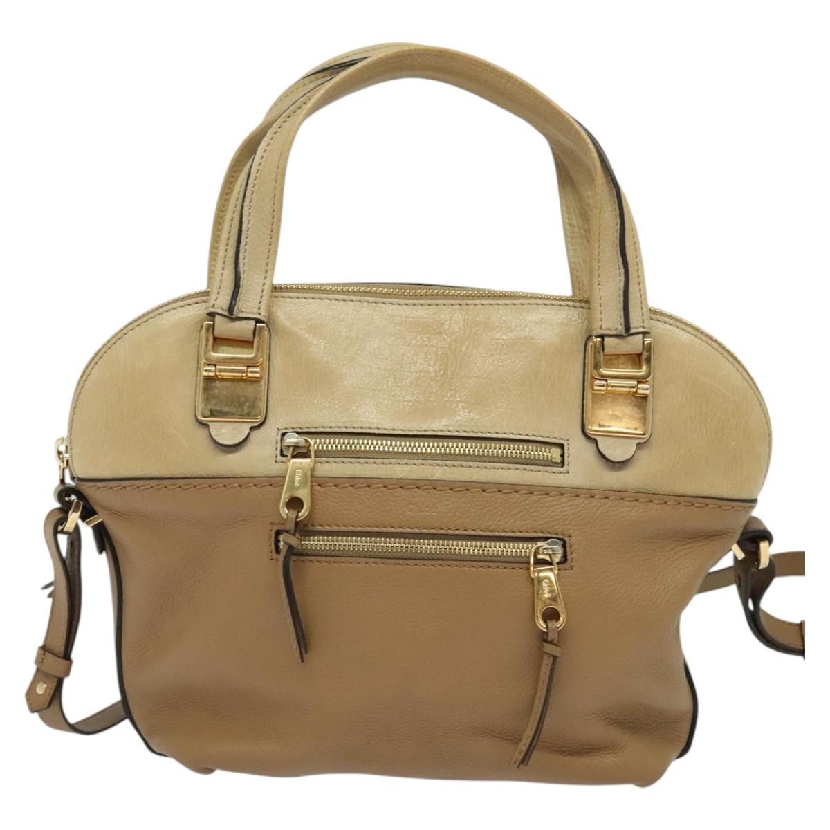 Chloe Angie Tote Leather Brown Leather Tote Bag Bag (Pre-Owned)