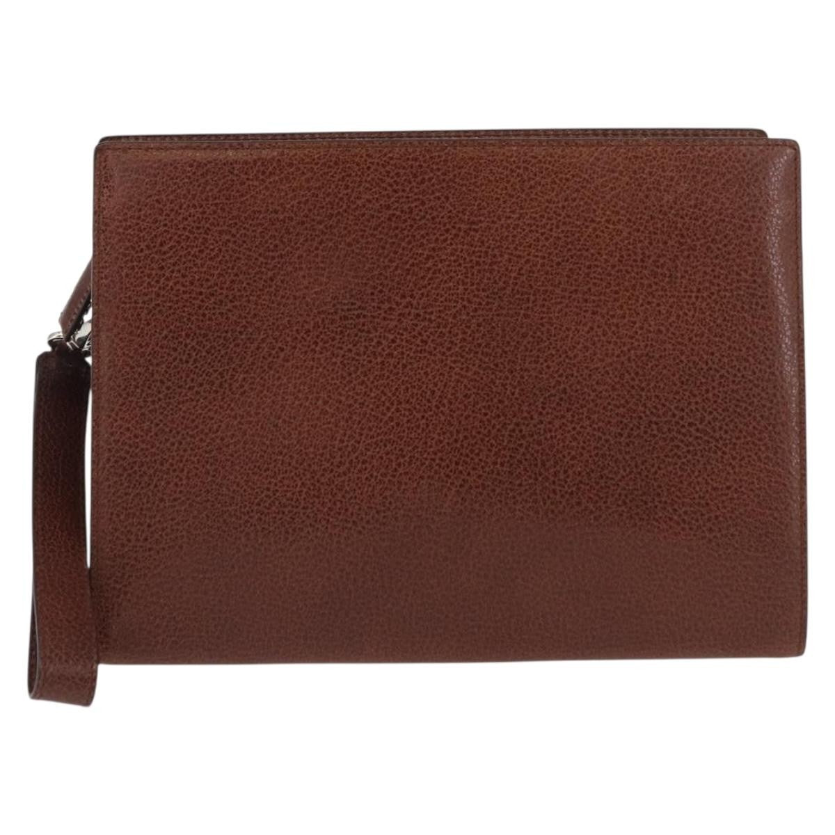 Salvatore Ferragamo Vintage Clutch Leather Brown Leather Clutche & Pouche Bag (Pre-Owned)