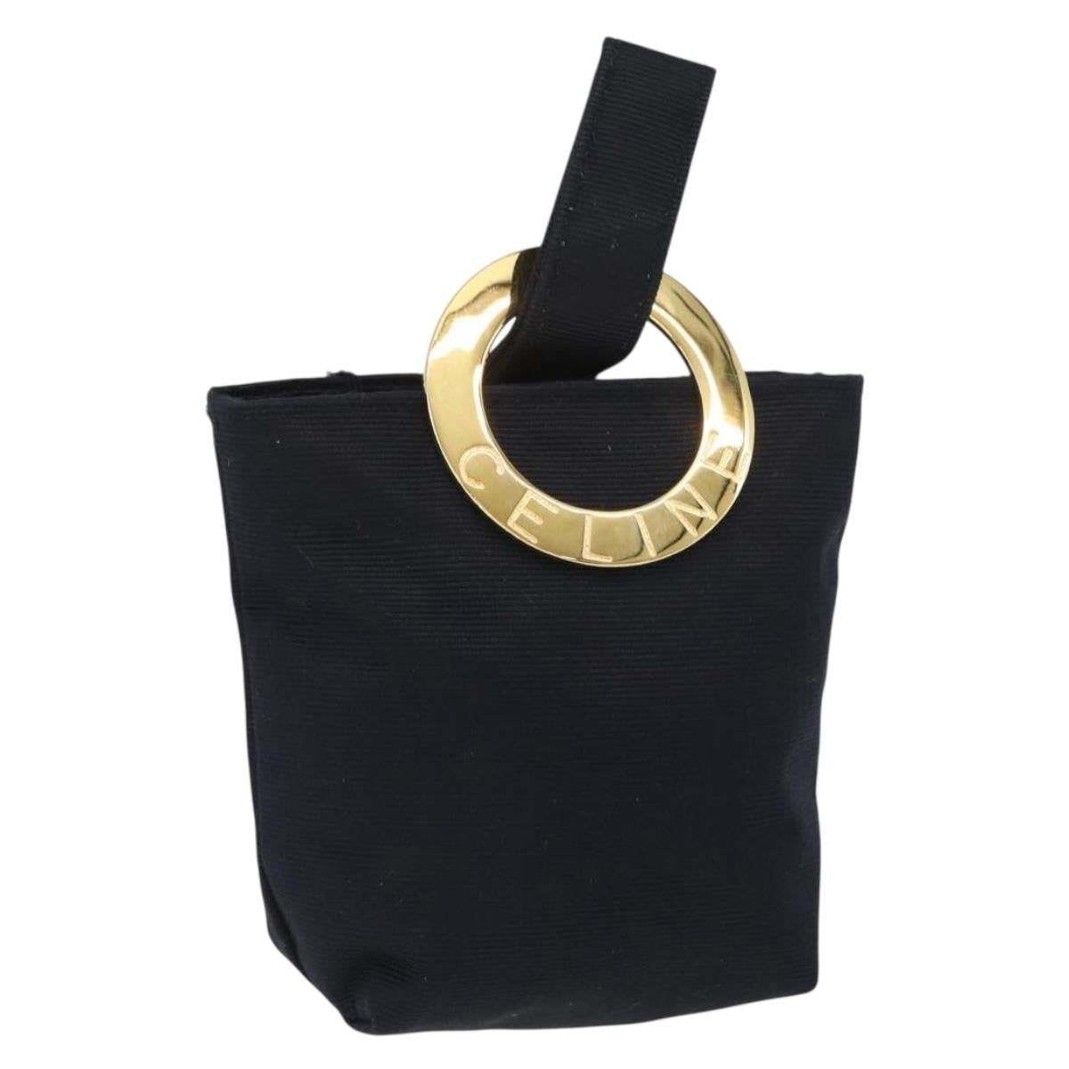 Celine Circle Logo Pouch Canvas Black Canvas Clutche & Pouche Bag (Pre-Owned)