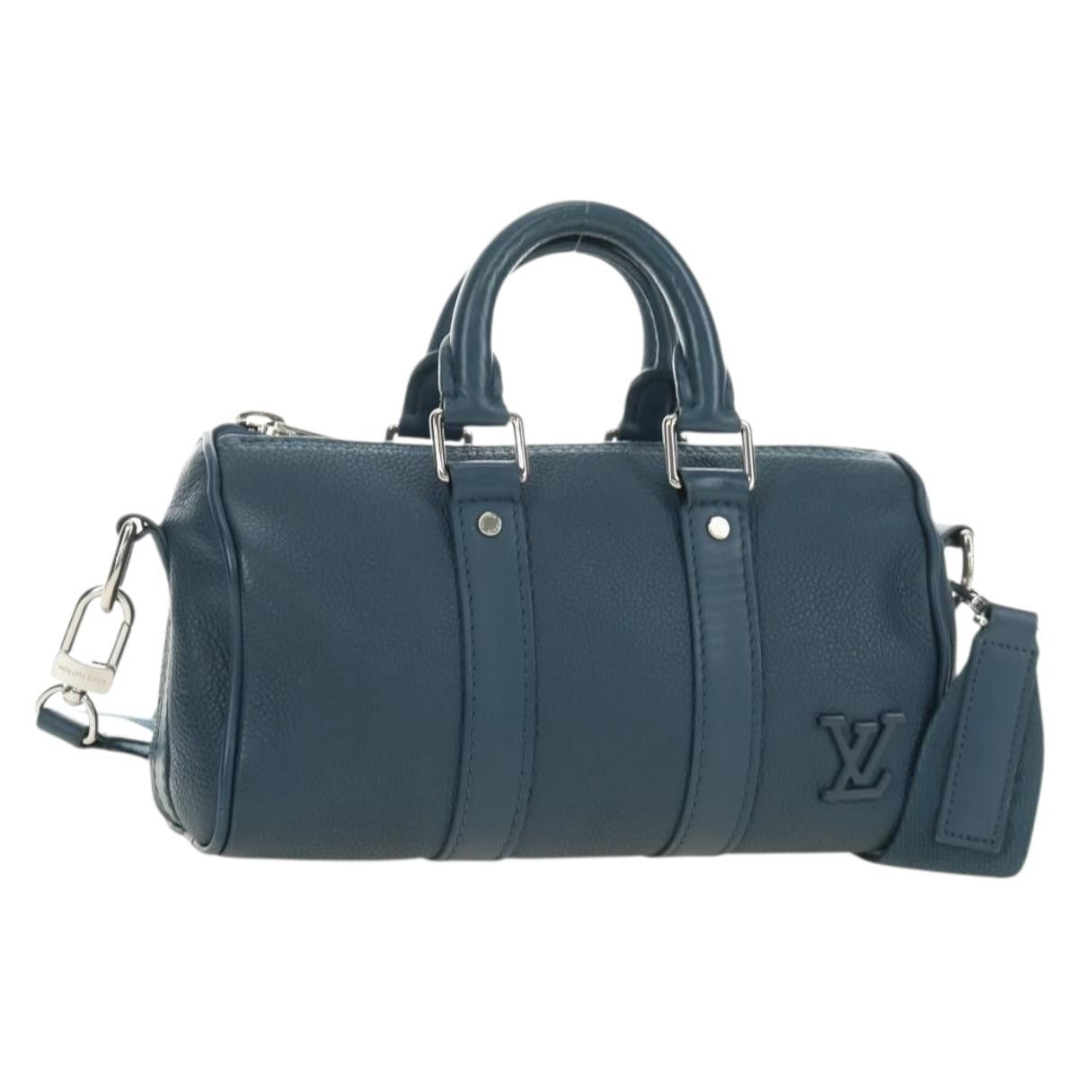 Louis Vuitton Keepall Bandouliere Limited Edition Aerogram Leather Blue Leather Travel Bag Bag (Pre-Owned)
