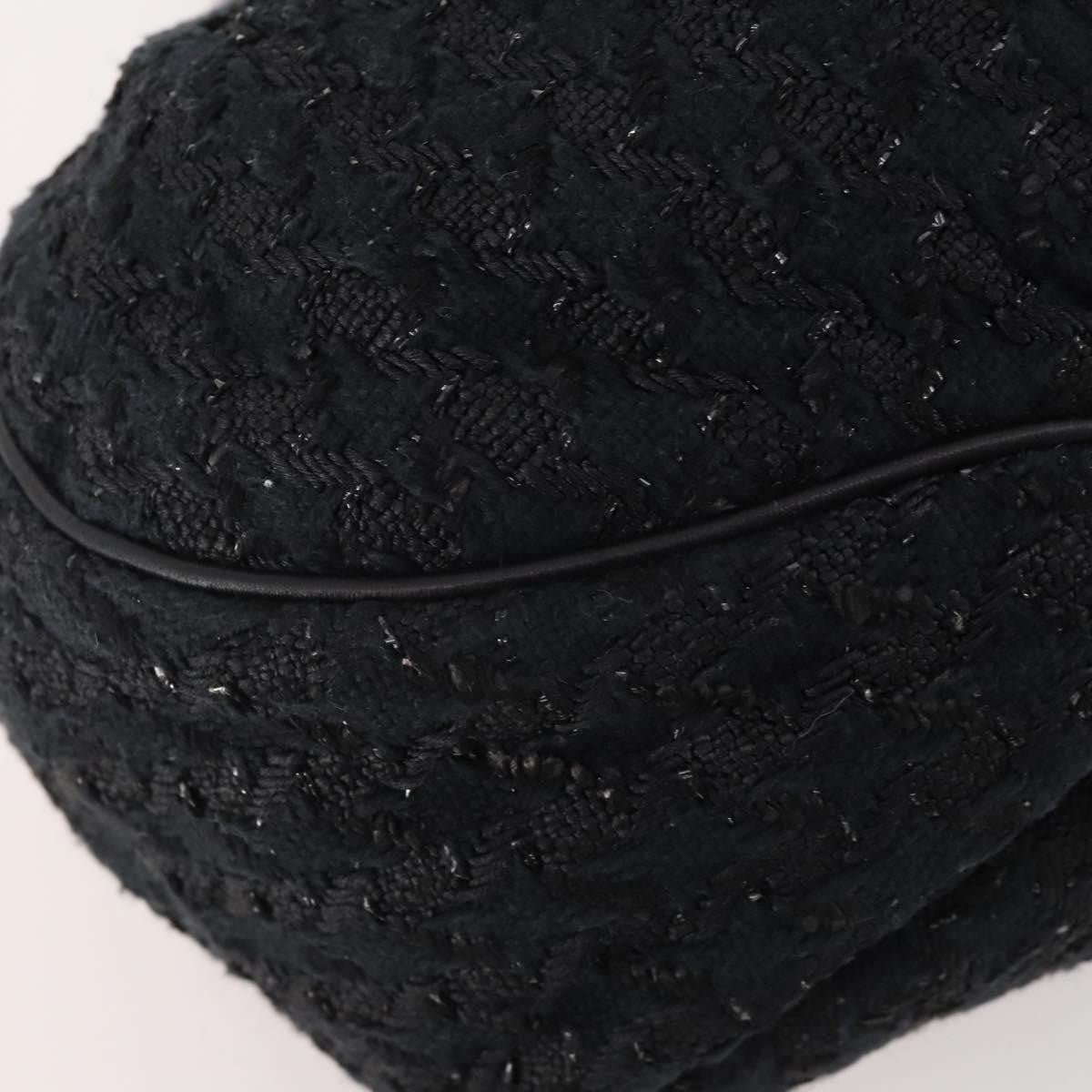 Chanel Knitting Satchel Boucle Tweed Black Tweed Handbag (Pre-Owned)