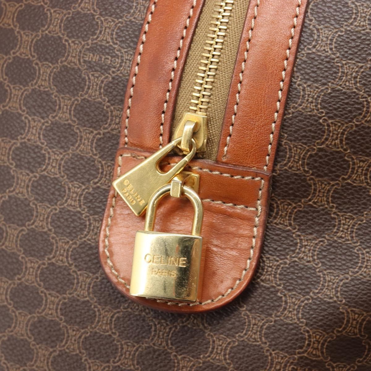 Celine Vintage Duffle Macadam Coated Canvas Brown Canvas Handbag (Pre-Owned)