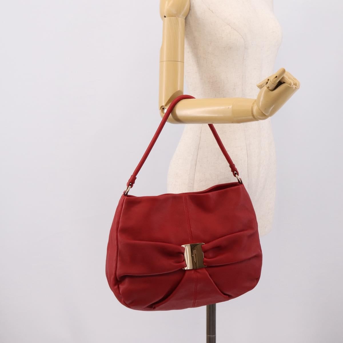 Salvatore Ferragamo Miss Vara Giusy Hobo Leather Red Leather Shoulder Bag Bag (Pre-Owned)